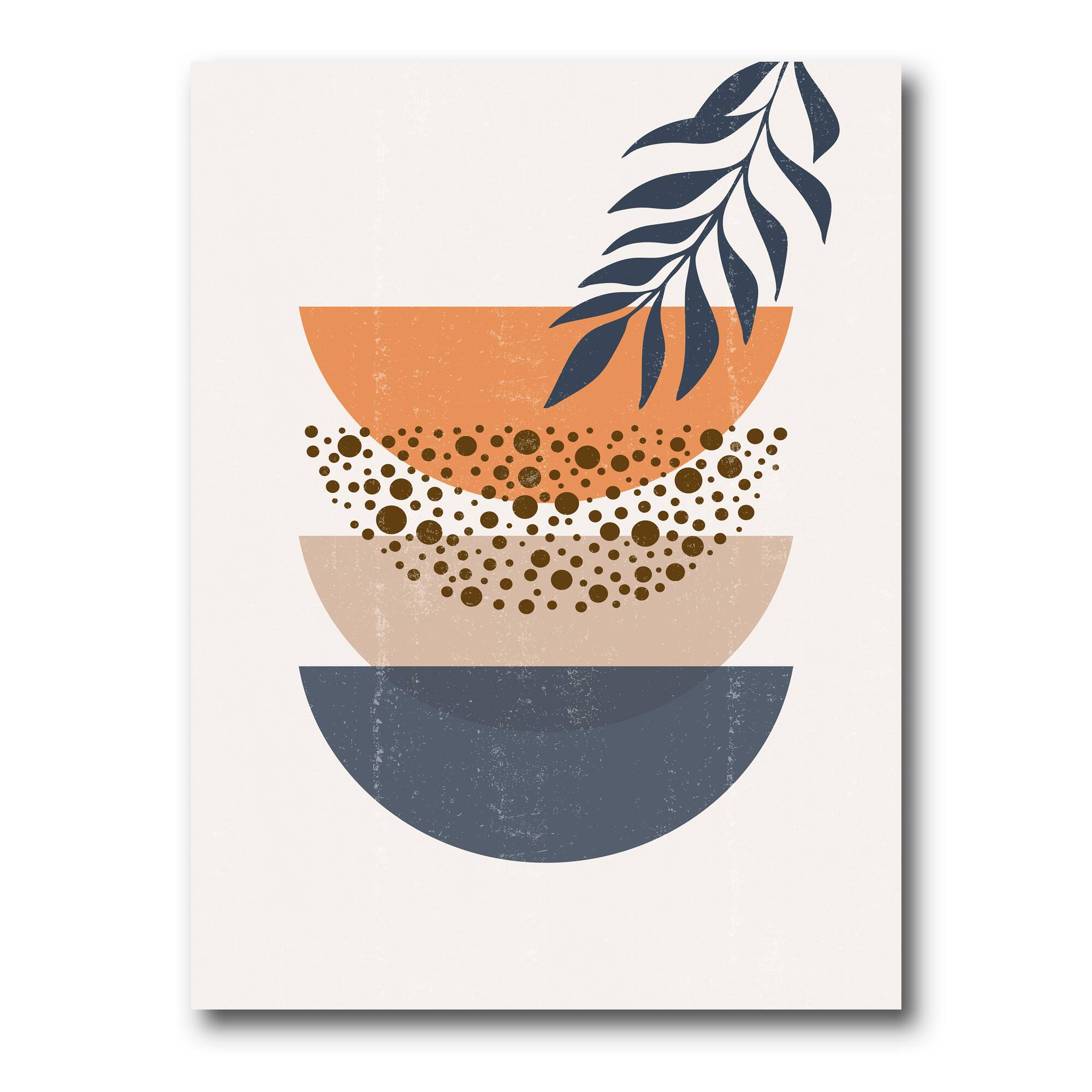 Designart - Abstract Geometrical Sun and Moon With Leaf IV